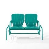 Crosley Furniture - Ridgeland Outdoor Metal Loveseat Glider Turquoise Gloss
