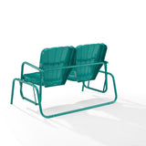 Crosley Furniture - Ridgeland Outdoor Metal Loveseat Glider Turquoise Gloss