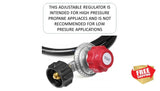 20 PSI High Pressure Adjustable Regulator With 6 Foot Hose | RYQU01