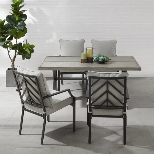 Crosley Furniture - Otto 5Pc Outdoor Metal Dining Set Gray/Matte Black - Table & 4 Chairs