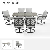 Crosley Furniture - Otto 7 Pc Outdoor Metal Dining Set Gray/Matte Black - Table & 6 Swivel Chairs