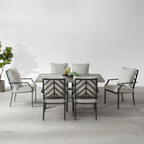 Crosley Furniture - Otto 7 Pc Outdoor Metal Dining Set Gray/Matte Black - Table & 6 Chairs