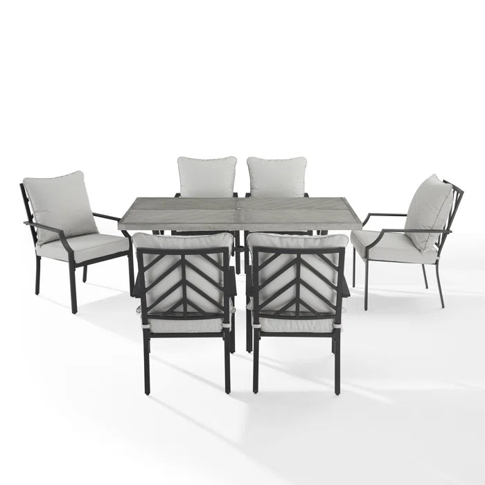 Crosley Furniture - Otto 7Pc Outdoor Metal Dining Set Gray/Matte Black - Table & 6 Chairs