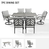 Crosley Furniture - Otto 7 Pc Outdoor Metal Dining Set Gray/Matte Black - Table, 2 Swivel Chairs, & 4 Stationary Chairs