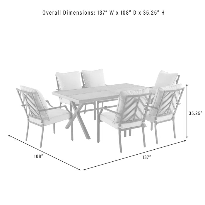 Crosley Furniture - Otto 7 Pc Outdoor Metal Dining Set Gray/Matte Black - Table & 6 Chairs