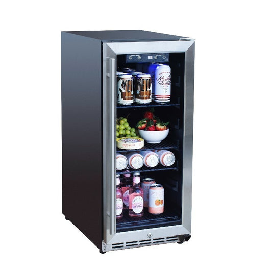 Summerset SSRFR-15G 14 7/8 Inch 3.2C Outdoor Rated Refrigerator with Glass Door