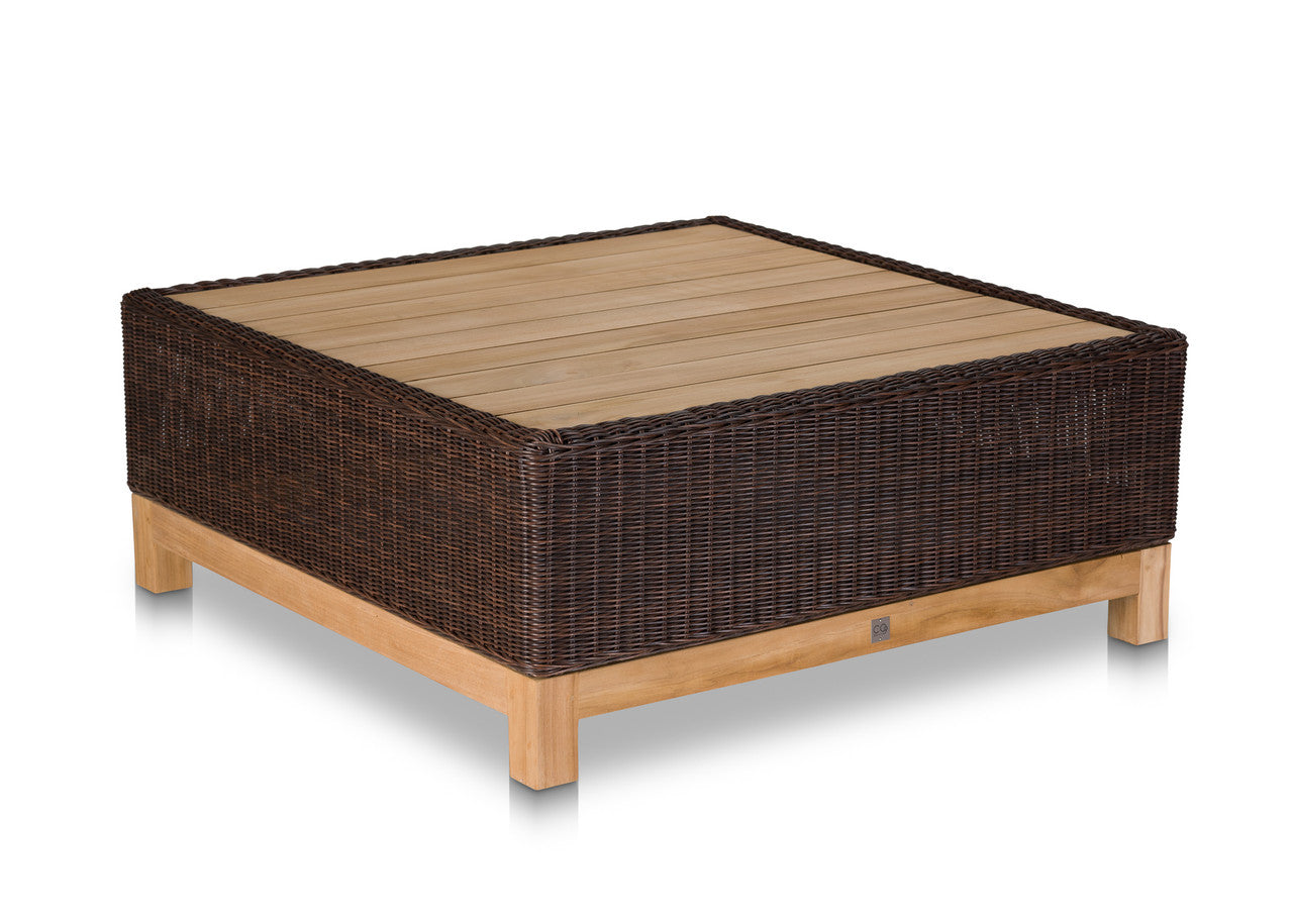 CO9 Design - Savannah Coffee Table or Side Table with Teak Inlaid Top | Brown or Grey