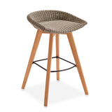 CO9 Design - Verge White Coral Wicker Bar Stool with Taupe Seat Cushion | Set of 2 | [VR17CUSVR17-2]