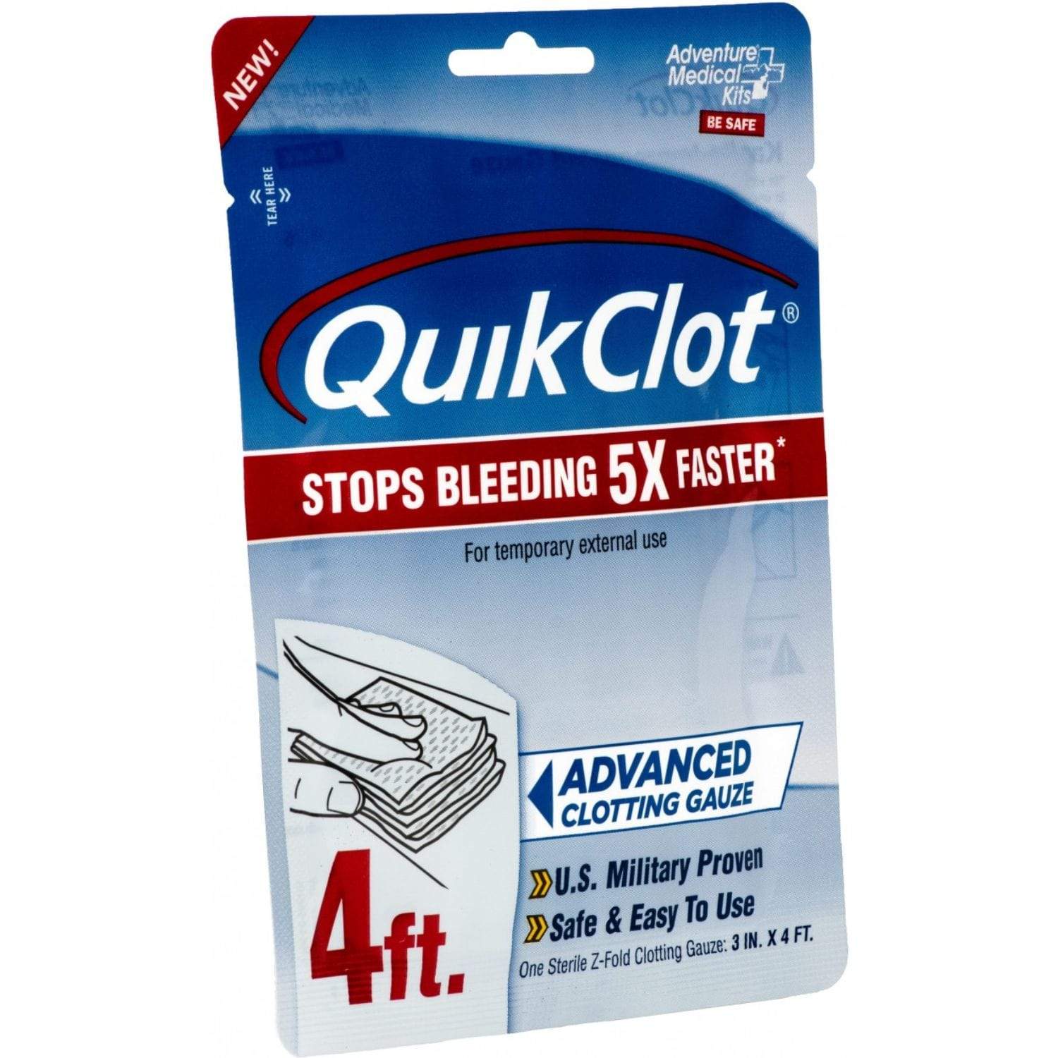 Adventure Medical Kits Camping & Outdoor : First Aid Kit AMK QuikClot Gauze 3 inch x 4 foot