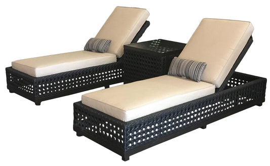 AFD Home Chaise Lounge Monterey Outdoor Chaise and Side Table Set of 3