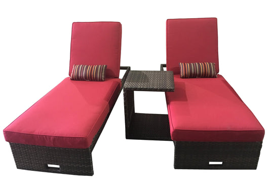 AFD Home Chaise Lounge Panorama Red Chaise Lounge Set Of 3