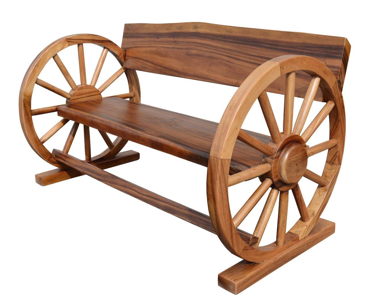AFD Home Outdoor Bench Large Wagon Wheel Bench