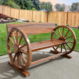 AFD Home Outdoor Bench Large Wagon Wheel Bench