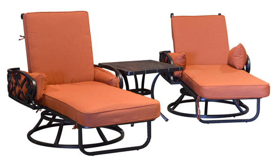 AFD Home Outdoor Chairs Chillounger Swivel Loungers and Side Table Set of 3
