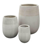 AFD Home Outdoor Decor Clean Design Planter Set of 3 with Stripe Accents in an Ancient Cement Finish