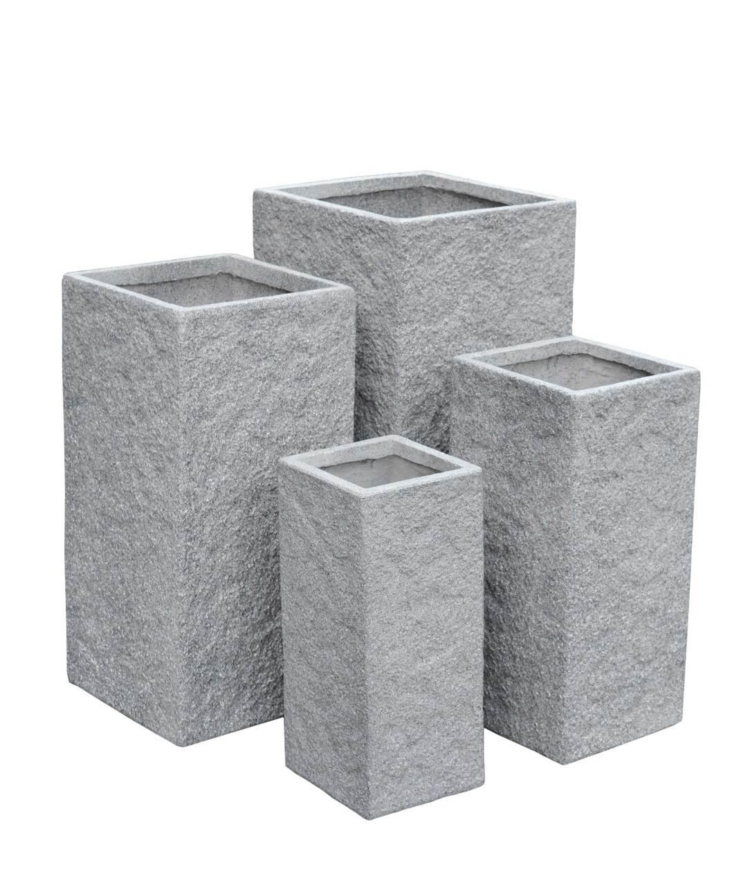 AFD Home Outdoor Decor Lion Stone Square Planter Set of 4 in Gray Finish