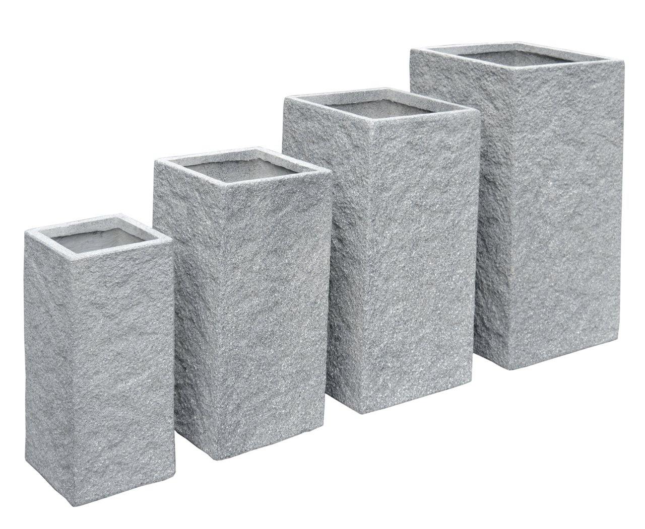 AFD Home Outdoor Decor Lion Stone Square Planter Set of 4 in Gray Finish