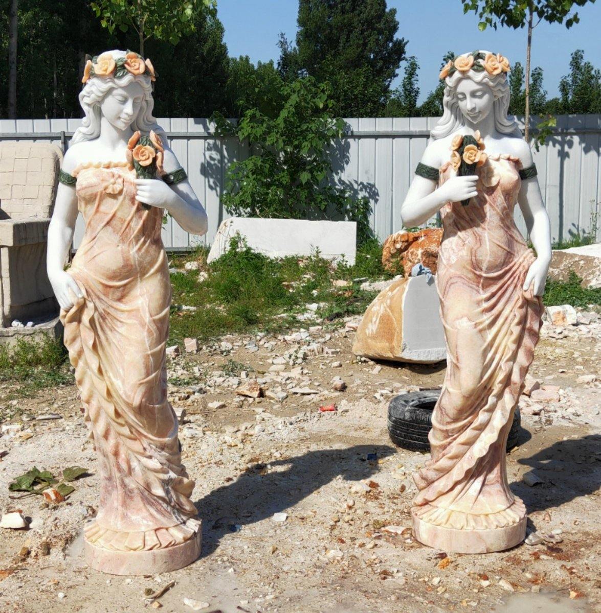AFD Home Outdoor Decor Marble Pair of Ladies GE19791