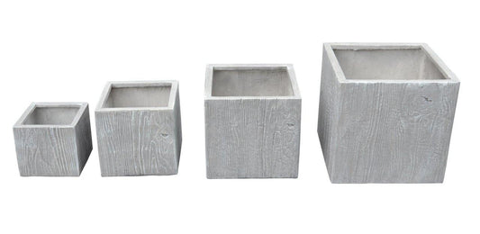 AFD Home Outdoor Decor Wood Design Planters Set of 4 in Gray Finish