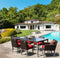 AFD Home Outdoor Dining Set Panorama Red Dining Table Set of 7