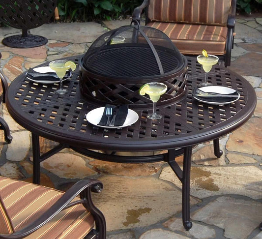 AFD Home Outdoor Fire Pit Table Brentwood Outdoor Aluminum Fire Pit Table With Accessories
