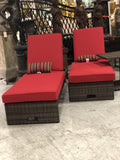 AFD Home Outdoor Sofa Panorama Red Chaise Lounge with Cushion