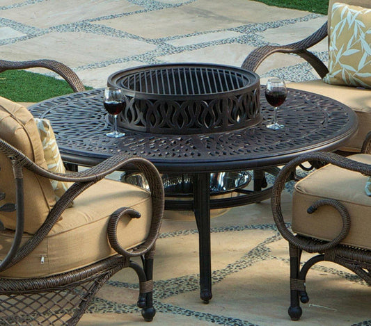 AFD Home Round Fire Pit Tables Grand Bonaire Weave Outdoor Fire Pit Table With Accessories
