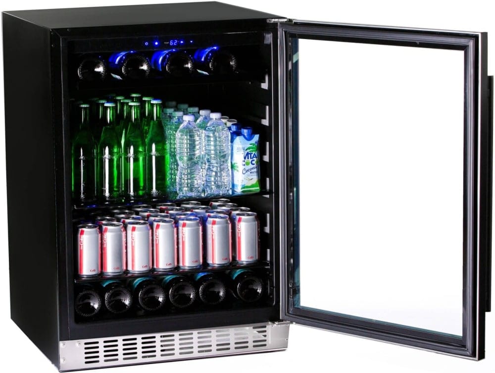 Alfresco Beverage Centers Built in and Free Standing Azure 24" Stainless Steel Glass Door Beverage Center - A224BEV-S
