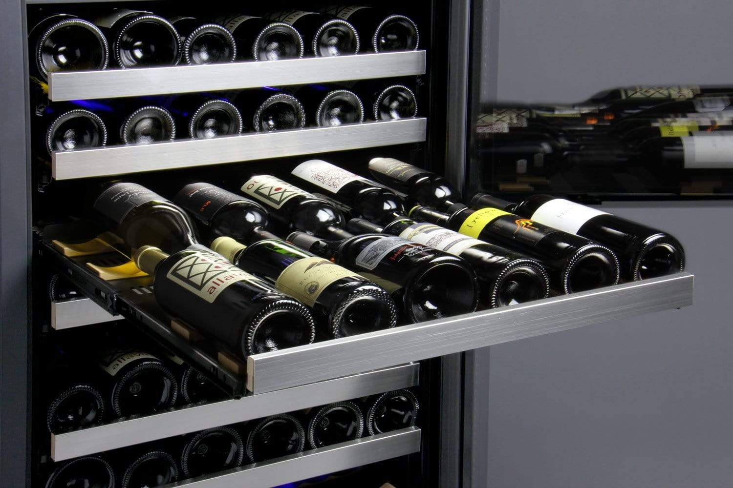 Allavino Wine & Beverage Centers Wide FlexCount II Tru-Vino 349 Bottle Three Zone Stainless Steel Side-by-Side Wine Refrigerator3Z-VSWR7772-S20