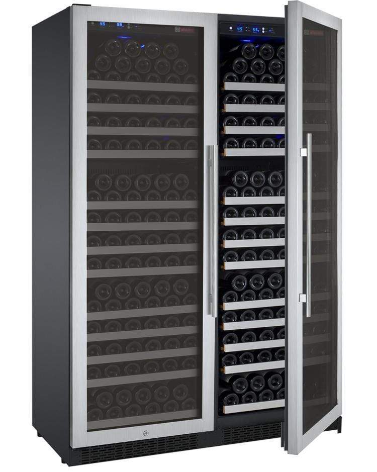 Allavino Wine & Beverage Centers Wide FlexCount II Tru-Vino 354 Bottle Dual Zone Stainless Steel Side-by-Side Wine Refrigerator - 2X-VSWR177-1S20