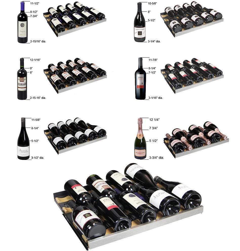 Allavino Wine Refrigerators Built in and Free Standing Right Hinge FlexCount Series 177 Bottle Single Zone Wine Refrigerator