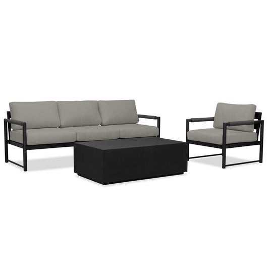 Harmonia Living - Alto 3 Piece Sofa Set - Black/Carbon | ALTO-BK-CO-SET130-CC