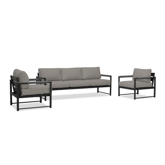 Harmonia Living - Alto 3 Piece Sofa Club Chair Set - Black/Carbon | ALTO-BK-CO-SET141-CC