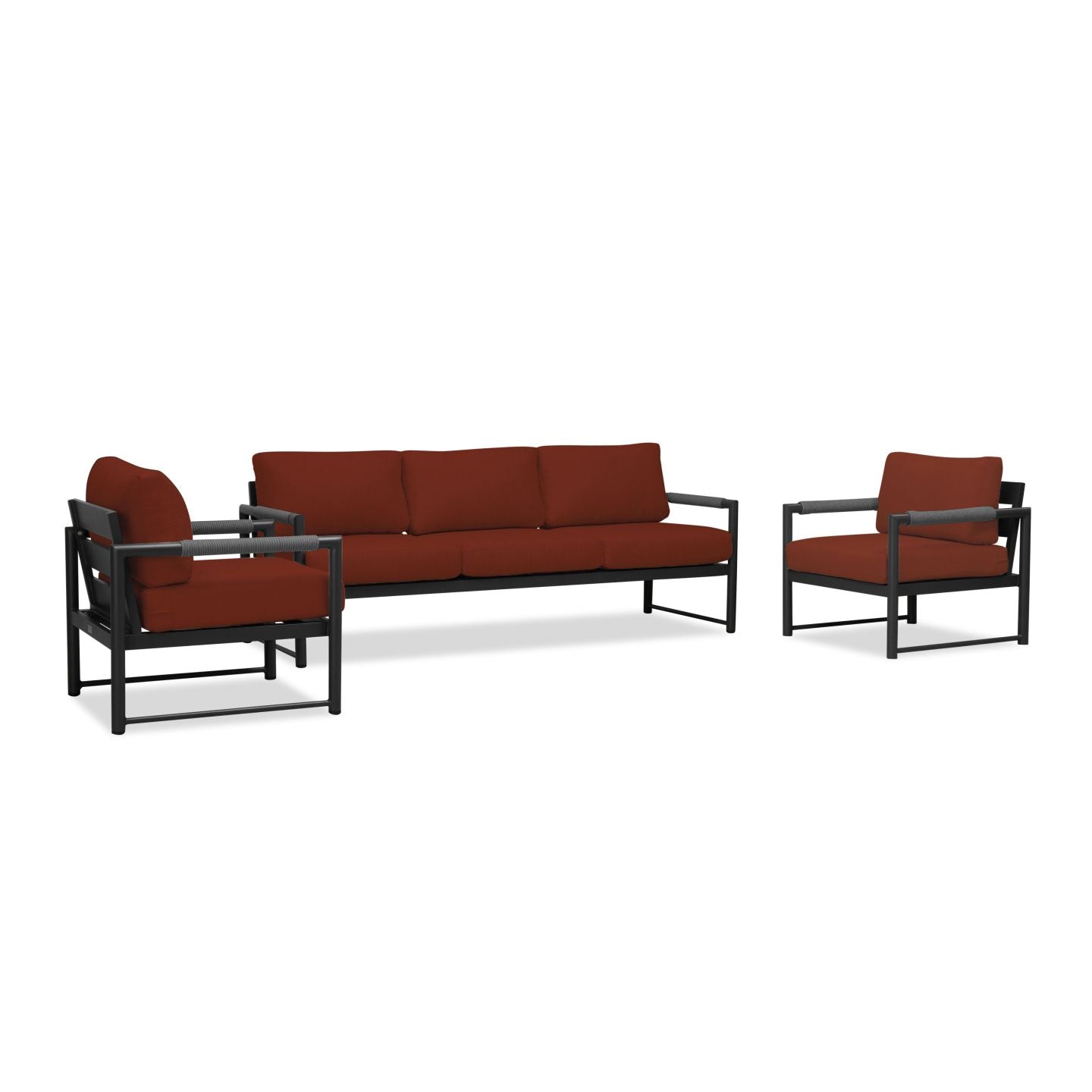 Harmonia Living - Alto 3 Piece Sofa Club Chair Set - Black/Carbon | ALTO-BK-CO-SET141-CC