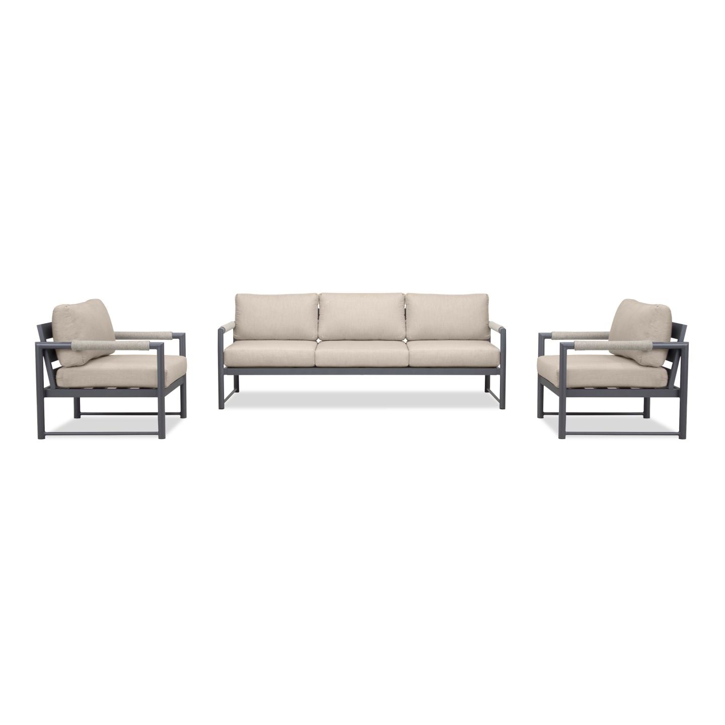 Harmonia Living - Alto 3 Piece Sofa Club Chair Set - Slate/Pebble Gray | ALTO-SL-PG-SET141-CC