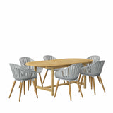 Amazonia Outdoor Teak Dining Set Amazonia 7-Piece Oval Extendable Patio Dining Set | Certified Teak | Ideal for Outdoors and Indoors