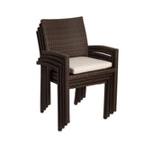 Amazonia Outdoor Teak Dining Set Amazonia Brooklyn 5 Piece Rectangular Eucalyptus Patio Dining set | Teak Finish and Grey Wicker Arm Chairs| Durable and Ideal for Outdoors