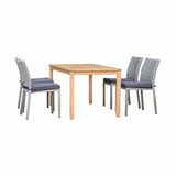 Amazonia Outdoor Teak Dining Set Amazonia Brooklyn 5 Piece Rectangular Eucalyptus Patio Dining set | Teak Finish and Grey Wicker Chairs | Durable and Ideal for Outdoors ORLRECLOT_4LIBSDGRGR