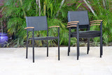 Amazonia Outdoor Teak Dining Set Amazonia Fontana 5 Piece Rectangular Eucalyptus Dining set | Teak Finish Table and Quick-Dry Black Sling Chairs| Durable and Ideal for Outdoors