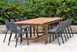 Amazonia Outdoor Teak Dining Set Amazonia Sequoia 13 Piece Eucalyptus Patio Dining Set | Teak Finish Table with Grey Resin Chairs| Durable and Ideal for Outdoors