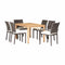 Amazonia Outdoor Teak Dining Set Amazonia Wilshire 7 Piece Rectangular Eucalyptus Patio Dining set | Teak Finish and Brown Wicker Chairs with cushions| Durable and Ideal for Indoors and Outdoors