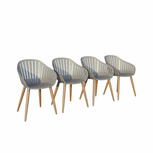 Amazonia Patio Chairs Amazonia 4-Piece Chairs Set | Eucalyptus Wood | Ideal for Outdoors and Indoors