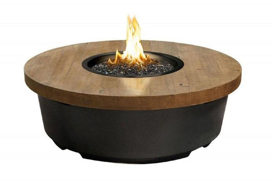 American Fyre American Fyre Designs 782-BA-FO-V2NC Reclaimed Wood 15 1/2 Inch Contempo Round Firetable with Knob Valve, French Barrel Oak, Natural Gas
