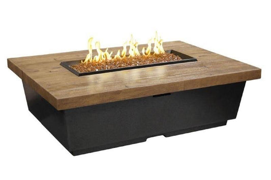 American Fyre American Fyre Designs 783-BA-FO-V4NC Reclaimed Wood 15 1/2 Inch Contempo Rectangle Firetable with Knob Valve, French Barrel Oak, Natural Gas