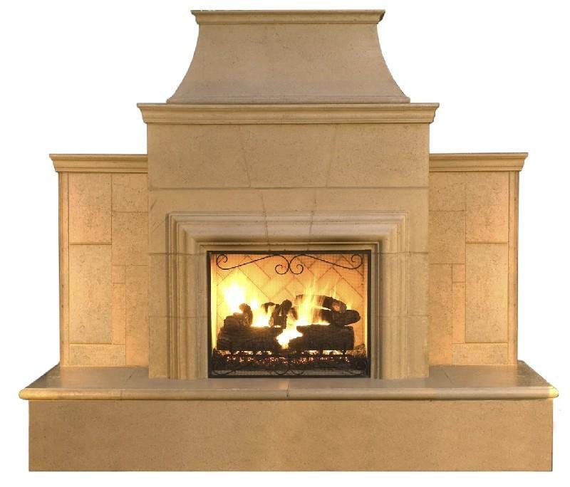 American Fyre Designs American Fyre Designs 882-35-N-SD-LBC 95 Inch Vented Free-Standing Outdoor Grand Cordova Fireplace with Rectangle Extended Bullnose Hearth, No Recess, Sedona