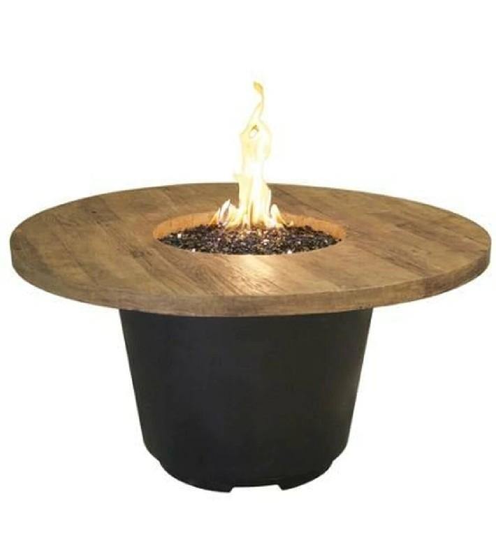 American Fyre Designs Firetables American Fyre Designs - Reclaimed Wood 24 Inch Cosmo Round Firetable with AWEIS Valve