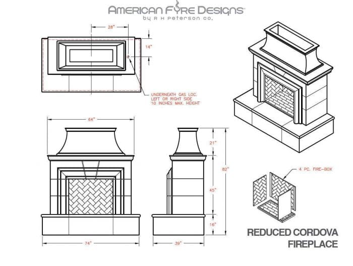 American Fyre Designs Outdoor Fireplace American Fyre Designs - 87 Inch Vented Free-Standing Outdoor Grand Phoenix Fireplace with Extended Bullnose Hearth, No Recess, Cafe Blanco, Key Value on the RIGHT/Gas