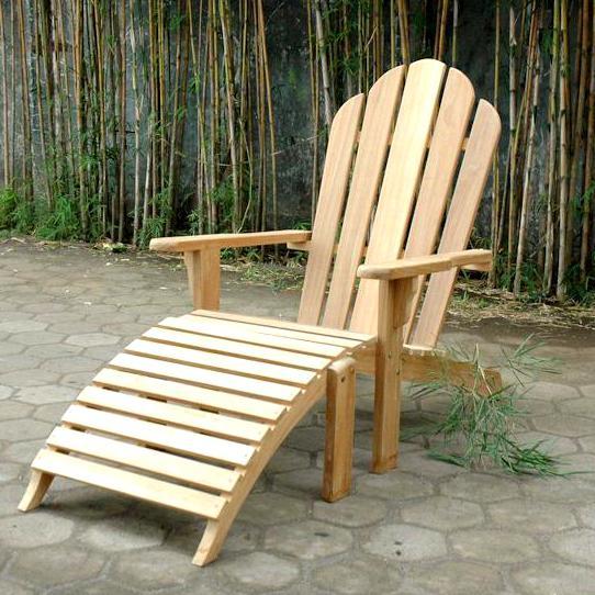 Teak Adirondack chair with footstool