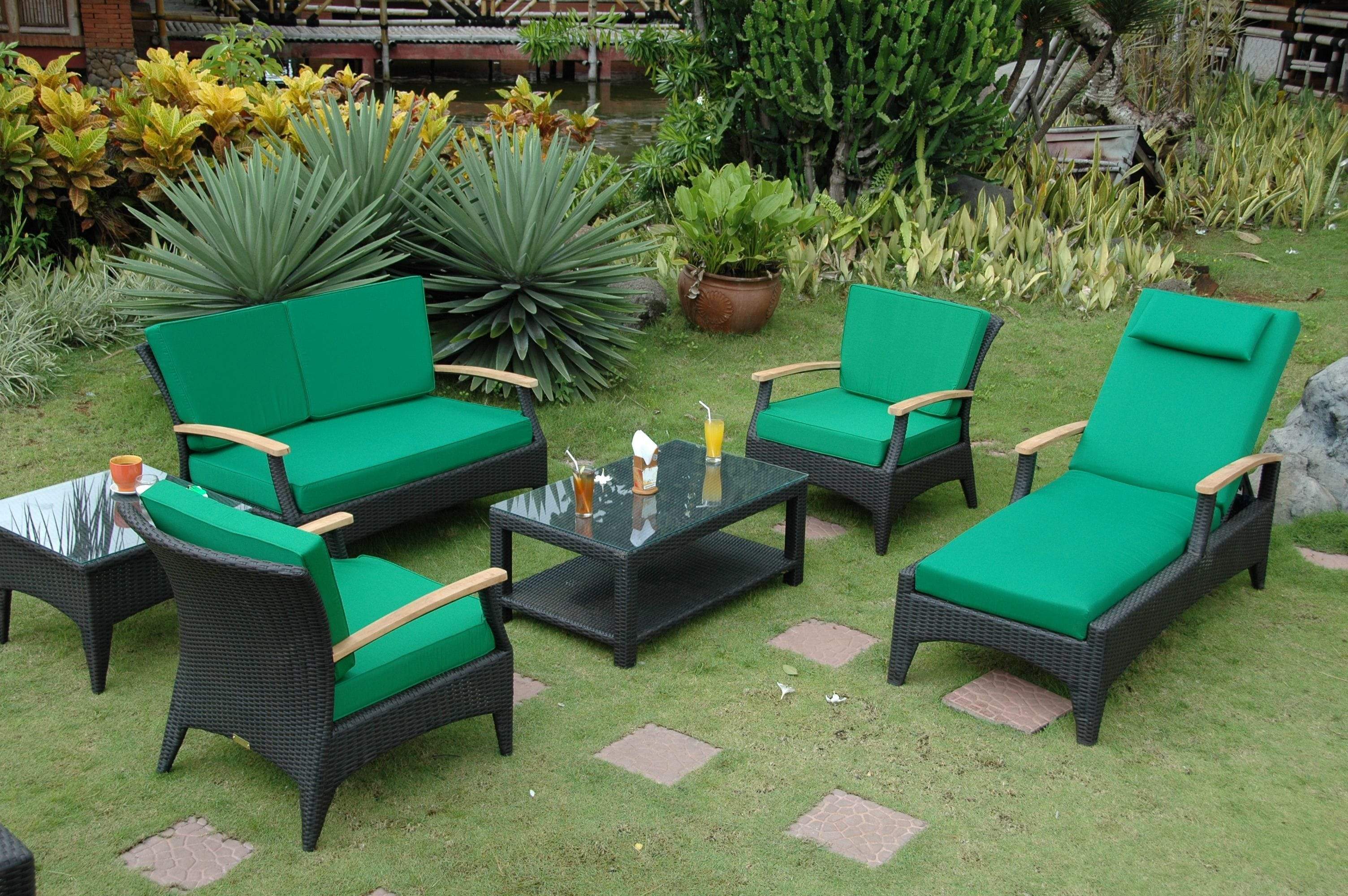 Anderson Teak Chaise Lounge Green Anderson Teak Bellagio 6-Pieces Deep Seating Set