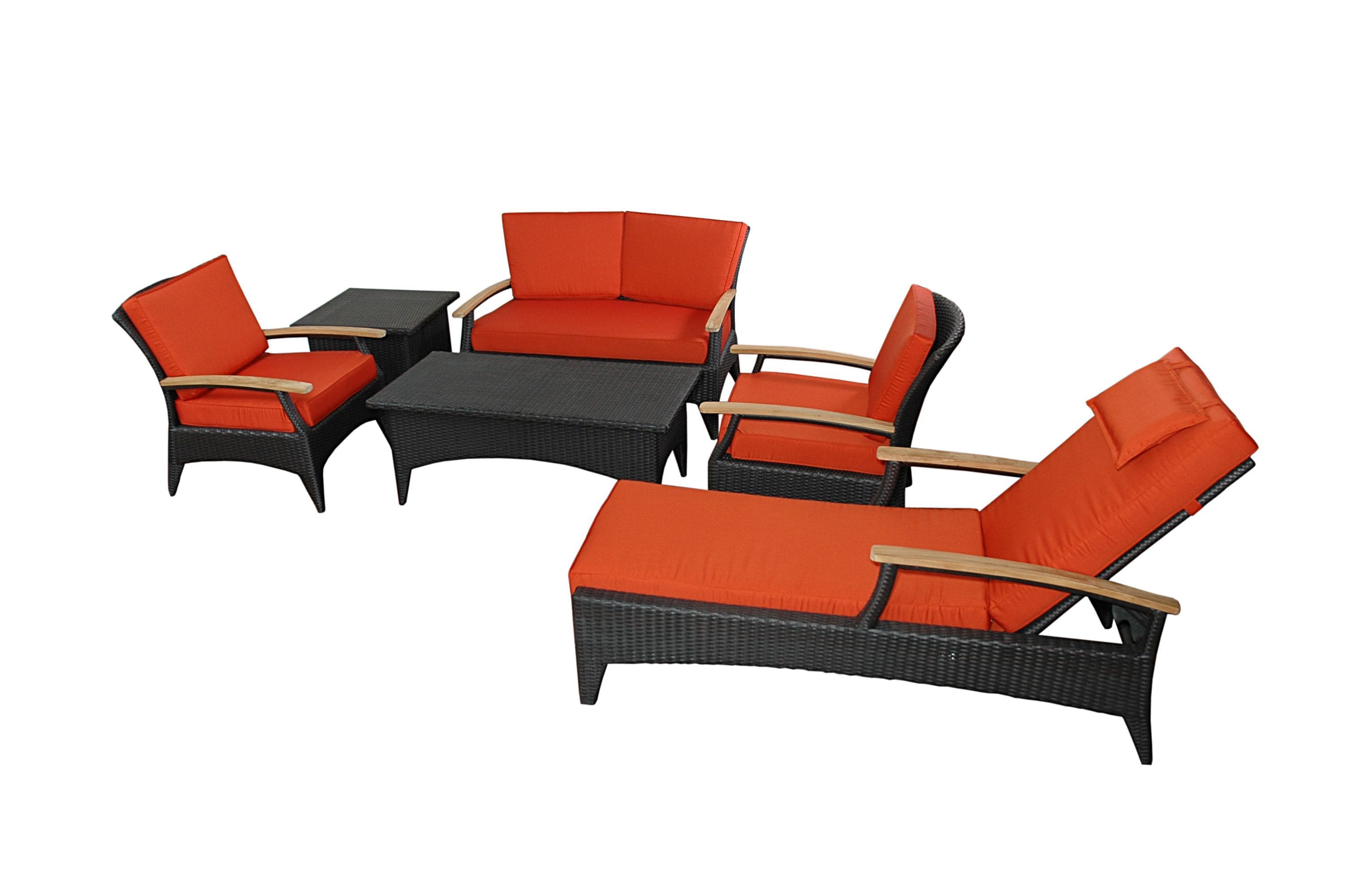 Anderson Teak Chaise Lounge Red Anderson Teak Bellagio 6-Pieces Deep Seating Set